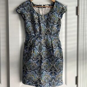 J. Crew peacock blue paisley dress